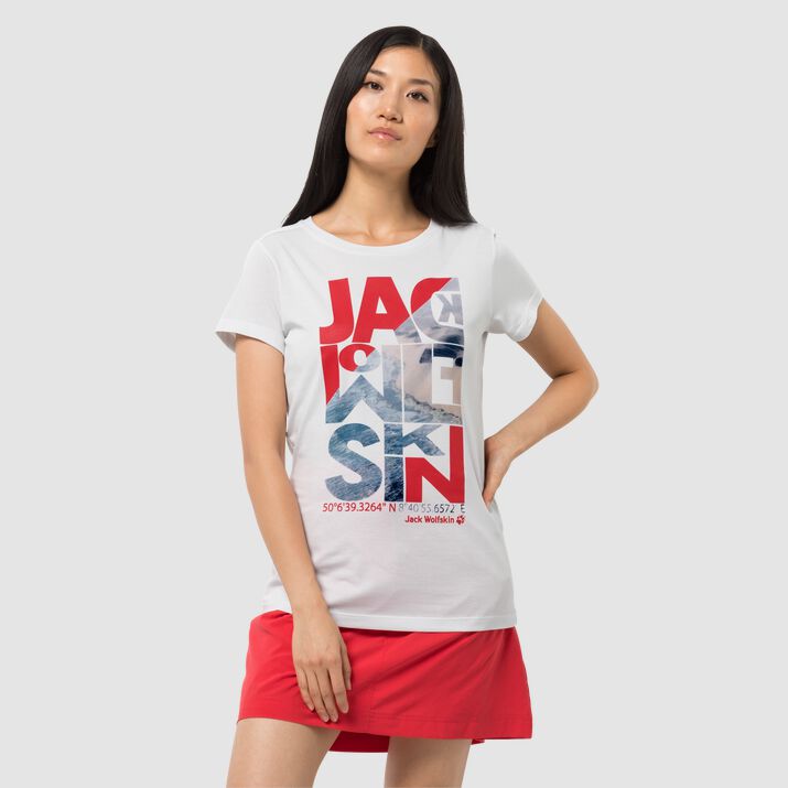 T-shirt Jack Wolfskin Navigation Mujer Blancos Mexico-8429116